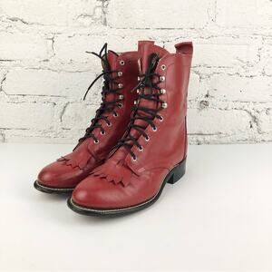 Laredo Red Fringe Leather Kiltie Boots